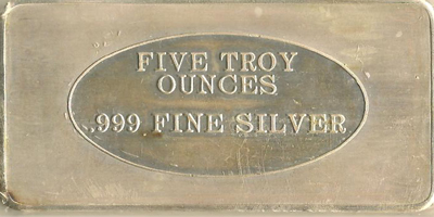 Five Troy Ounces (Bar) Design side Silver Bar (bSCYlvnv-001-D)