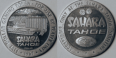 Sahara Taho Casino, 1967 Token (tSHltnv-001)