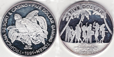 Blue Macaw 5 Dollar 1991 Token (tTRlvnv-004)