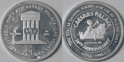 Marquee, Caesar's Palace 20th Anniversary Token (sCPlvnv-001-S1)