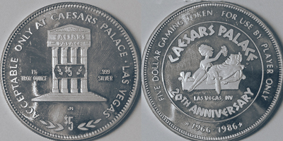 Marquee, Caesar's Palace 20th Anniversary Token (sCPlvnv-001-S2)