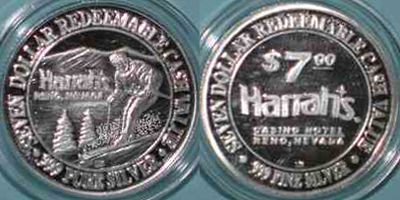 Skier, Small $7, (999) 2 Button, Mountains with ridges, Shiny Strike Image (HArenv-009-V1)