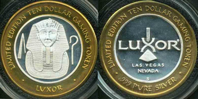 .999 $10 Silver Strike • Luxor Casino • Vegas • Queen Nefertari Sitting • 2001 