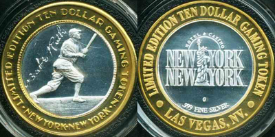 Babe Ruth Running with Bat, with Signature Strike (NYlvnv-019)