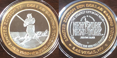 Babe Ruth Batting with Signature, Millennium, Copper Rim Strike (NYlvnv-030-V1)