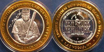 Babe Ruth Sitting with Signature (NY on hat), Millennium, Copper Rim Strike (NYlvnv-033-V1)