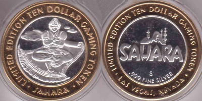 SAHARA CASINO 1930-1960 NICKEL SHORT $1 CASINO ROLL VERY UNIQUE silver end coin! 