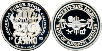 Poker Room, Spotlight 29 Casino 1998 token (tS29ceca-003)