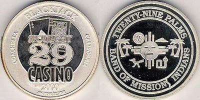 Blackjack, Spotlight 29 Casino 2000, Silver token Image (tS29ceca-004-V1)