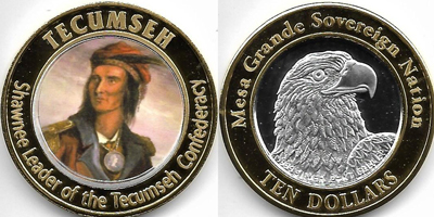 Tecumseh, Shawnee Leader of the Tecumseh Confederacy Token (tMGNvlxx-017)