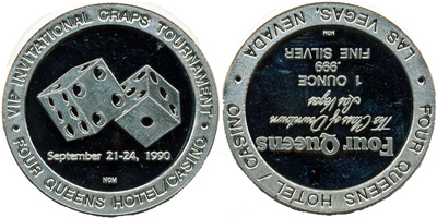 Dice, VIP Invitational Craps Tournament 1990, Coin Aligned Token (tFQlvnv-002-V1)