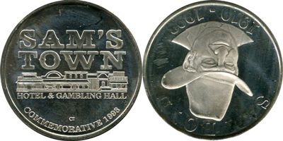 Sam's Town, 1 ozt., Coin Aligned, Coarse Full Reeded Token Image (tSTlvnv-005-V1)