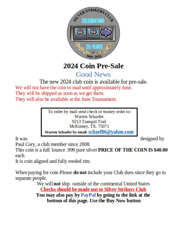 2024 Club Coin Order Information Document Image